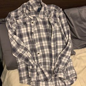 Faded Glory white & gray flannel